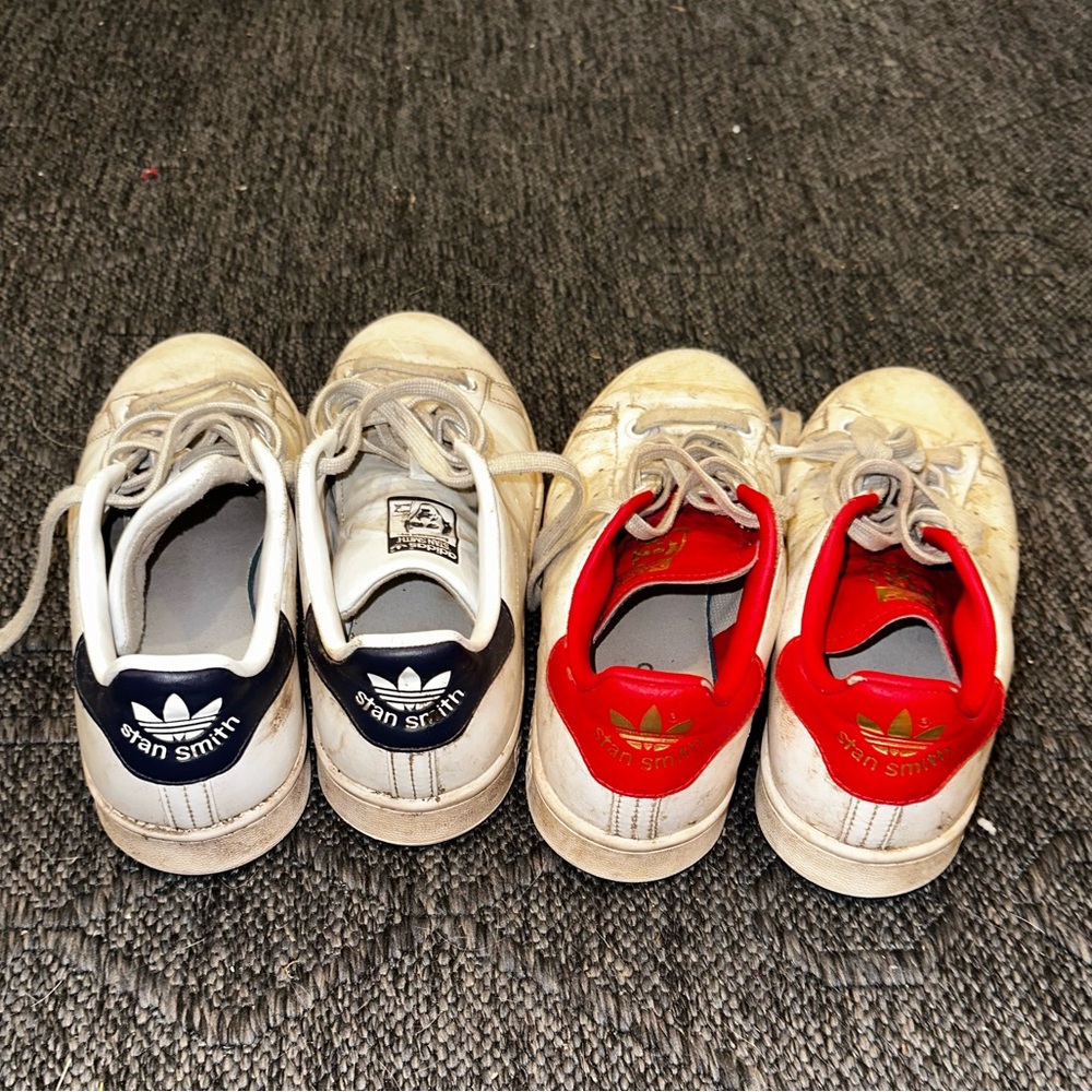 2 Adidas Super Star Stan Smith Superstar Sneakers Red Blue Shoes Kids Womens
